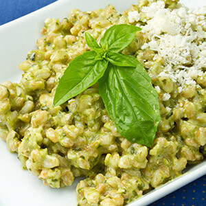 Barley, spelt and courgette pesto