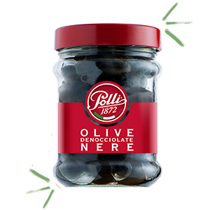 Pitted Black Olives Polli 300g